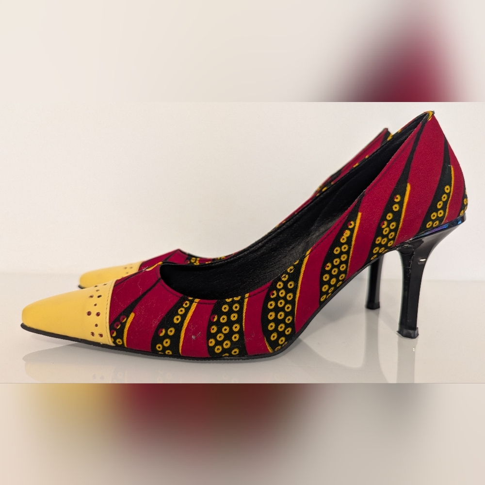 Senmaite red/yellow heels 8US